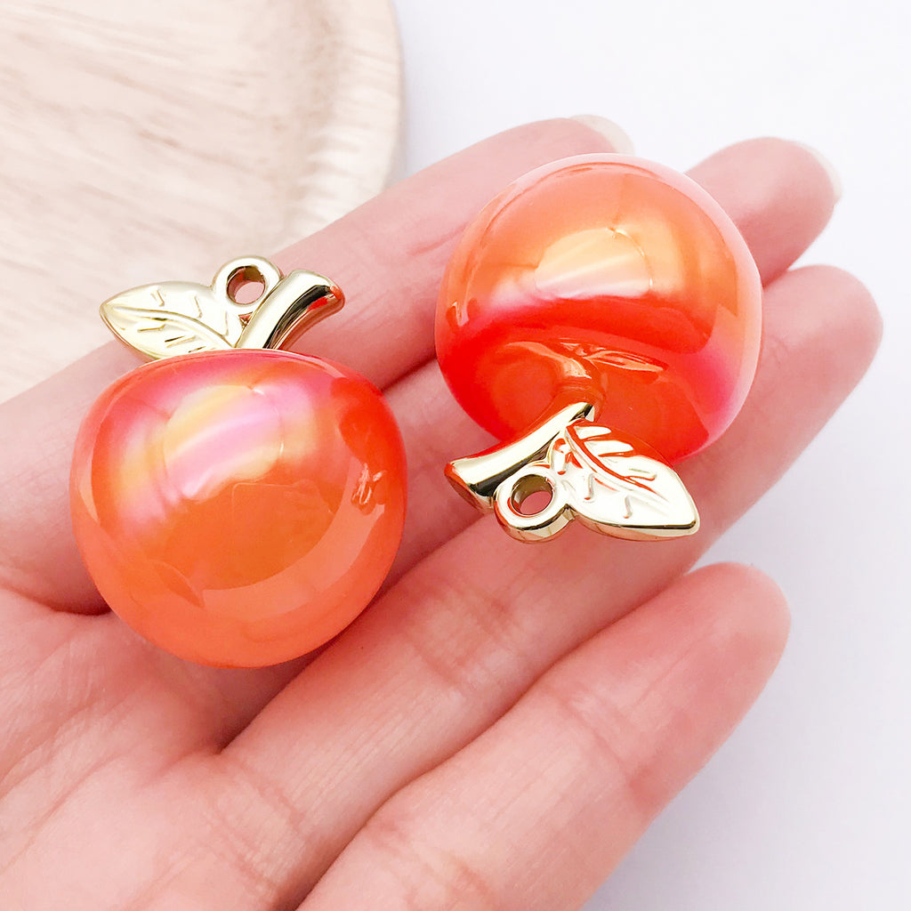 UV Iridescent Acrylic 3D Apple Charm Pendant for DIY Bracelet Necklace Keychain