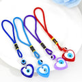 Glass Evil Eye Pendant Charm On Braided Cord Hanging Strap view 2