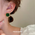 Emerald Green Square Crystal Stud Earrings in Two Designs view 3