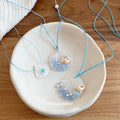 Blue Cord Clear Ocean Resin Pendant Necklaces Statement Jewelry view 2
