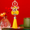 Wealth God and Longevity God Tassel Keychains in Five Pictured Colors view 3