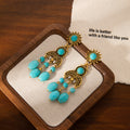 Silver and Gold Turquoise Look Chandelier Earrings view 4