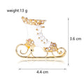 Gold Tone Christmas Stocking Enamel Metal Brooch Pin view 2