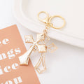 Rhinestone Double Layer Cross Keychain Metal Bag Charm view 4