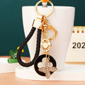 Crystal Four Leaf Clover Medallion Keychains with Pom and Loop Options view 10