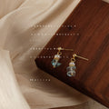 Gold Tone White Pearl And Pale Blue Stone Chip Stud Earrings view 1