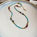 Turquoise Seed Bead And Earth Tone Crystal Drop Necklaces view 6