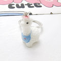 Flocked White Alpaca Llama Keychains Metal Rings 6 Styles view 8