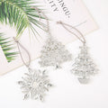 Rhinestone Christmas Tree Snowflake Metal Hanging Ornaments view 3