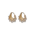 Gold Tone Pearl Cluster Open Hoop Earrings Jewelry view 5