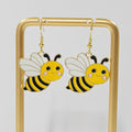Gold Tone Enamel Caterpillar and Honeybee Drop Earrings in Three Designs view 3