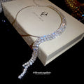 Silver Tone Crystal Collar Necklace With Long Center Tassel view 4