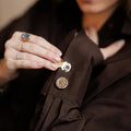 Gold Tone Amsterdam Four Hole Shirt Button Cover With Clip view 2