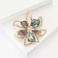 Shell Effect Petal Flower Brooch With Gold Crystal Outlines view 3