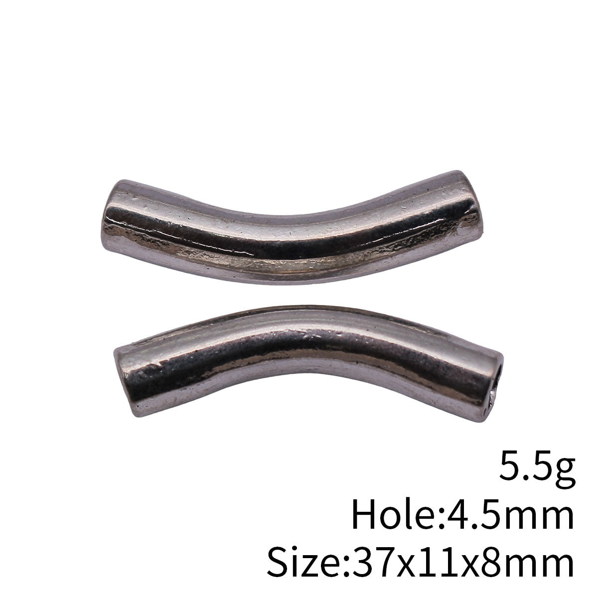 37x11x8mm 5.5g Antique Silver Zinc Alloy Smooth Curved Tube Bead Connector Bead for DIY Bracelet Jewelry