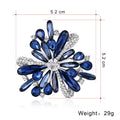 Blue Silver Tone Flower Crystal Two Designs Metal Brooch Pin 5.2 cm 5.2 cm view 2