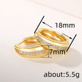 Gold Tone Teardrop U-Shape Hoop Earrings with Clear Line view 4