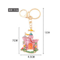 Enamel Fairy Tale Castle Keychain Metal Palace Bag Charm view 3