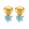 Glass Cluster Drop and Sculptural Stud Earrings in Gold Tone view 5