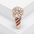 Crystal Ice Cream Cone Brooch with Pearl Scoop for Jackets and Scarves view 6