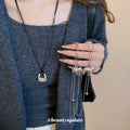 Abstract Horse And Square Pendant Cord Necklaces Statement Jewelry Design view 2