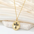 Gold Tone Oval and Rectangular Medallion Pendant Necklaces in Eight Designs view 3