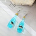 Resin Wine Bottle Drop Earrings Silver Hooks Six Colors view 4