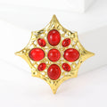 Eight Point Star Brooch With Four Colorful Gem Arrangements view 6