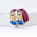 Gold Tone Twin Profile Enamel Brooch With Crystal Headbands view 3