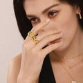 Stainless Steel Twisted Open Band Ring Chunky Gold Or Steel Tone view 1