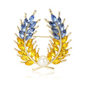 Wheat Laurel Wreath Brooch in Four Blue and Gold Arrangements view 5