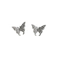 Silver Pavé Crystal Butterfly Stud Earrings Mini Wings view 5