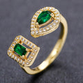 Pear And Rectangular Halo Adjustable Open Ring In Six Variants view 9