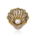 Gold Tone Silver Tone Shell Crystal Pearl Look Two Designs Metal Brooch Pin view 1