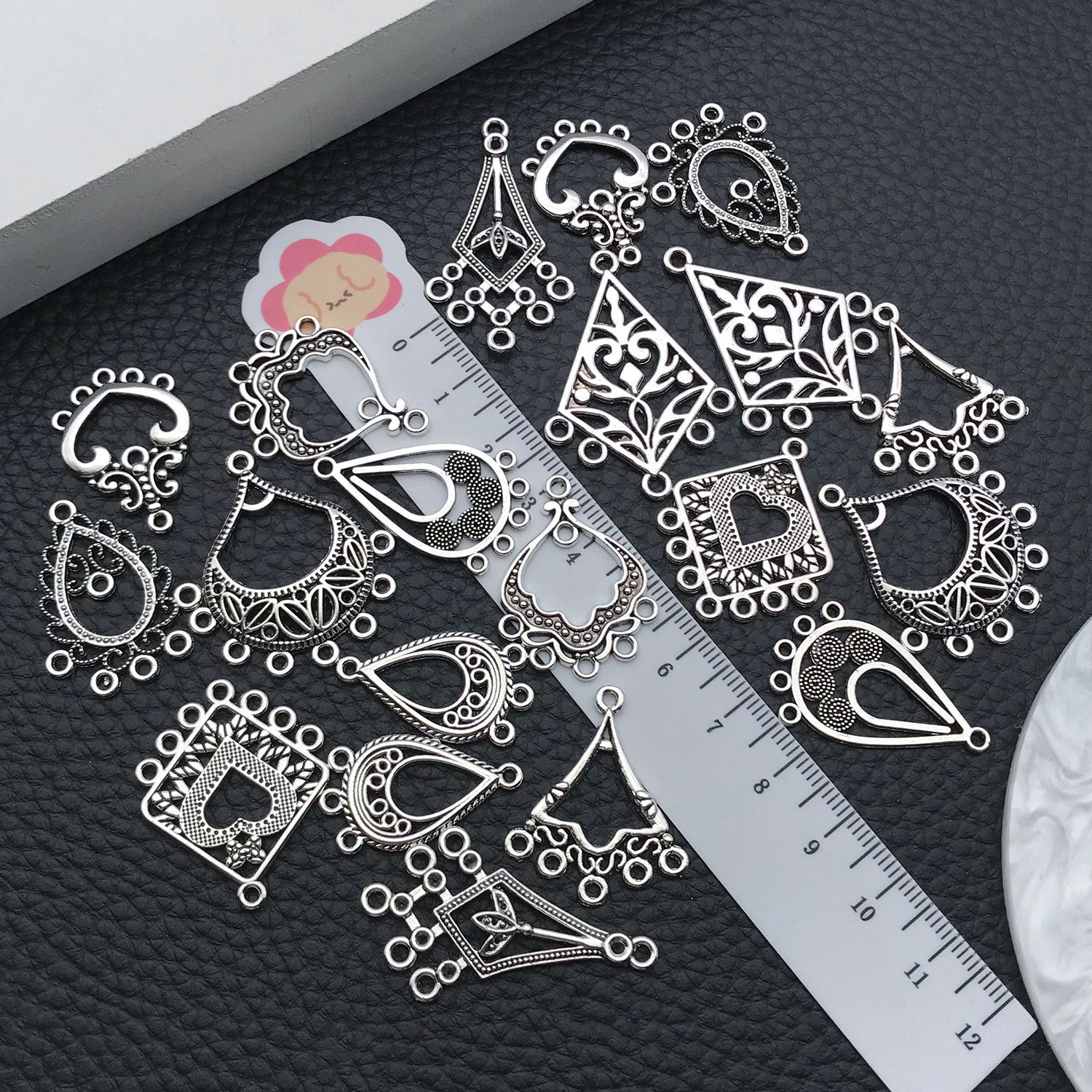 Zinc Alloy Teardrop Heart Multi Hole Connector Charm for DIY Boho Earrings Jewelry