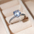 Round Clear Stone Ring Silver Tone Pave Band Six Prongs view 3