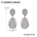 Rhinestone Oval Stud Drop Earrings Smooth Oval Dangle Metal view 6