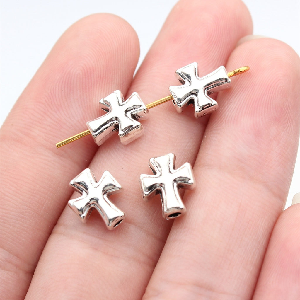 9.7x8.3x4.5mm 0.85g Multicolor Zinc Alloy Cross Small Hole Spacer Beads for Bracelet Necklace DIY Making