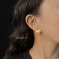 Gold Heart Stud Earrings Dual Texture Hammered Ribbed Metal view 2