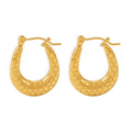 Gold Honeycomb Scale Texture Horseshoe Hoop Earrings Steel view 5