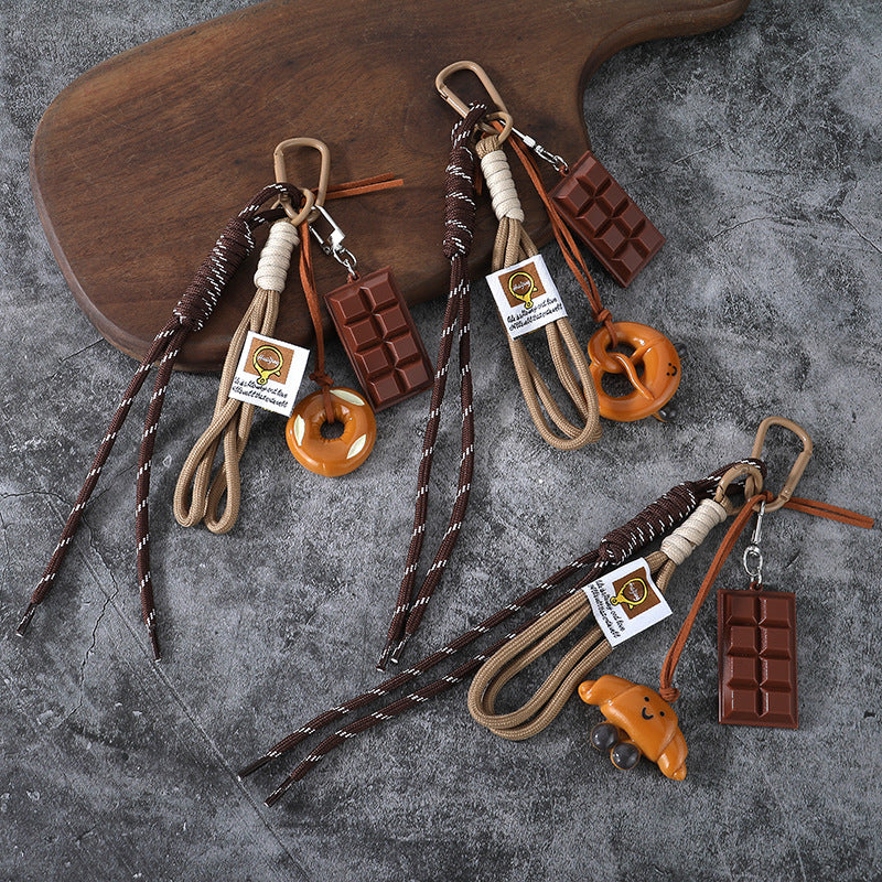 Pretzel Bread and Bagel Nylon Keychain Creative Gift Charm