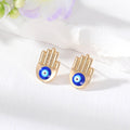 Gold Tone Hamsa Heart and Eye Stud Earrings in Three Designs view 2