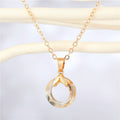 Gold Tone Open Circle Crystal Pendant Necklaces in Five Colors view 5