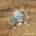 Silver Tone Turquoise Enamel Boho Statement Finger Ring Sizes 6-10 view 4