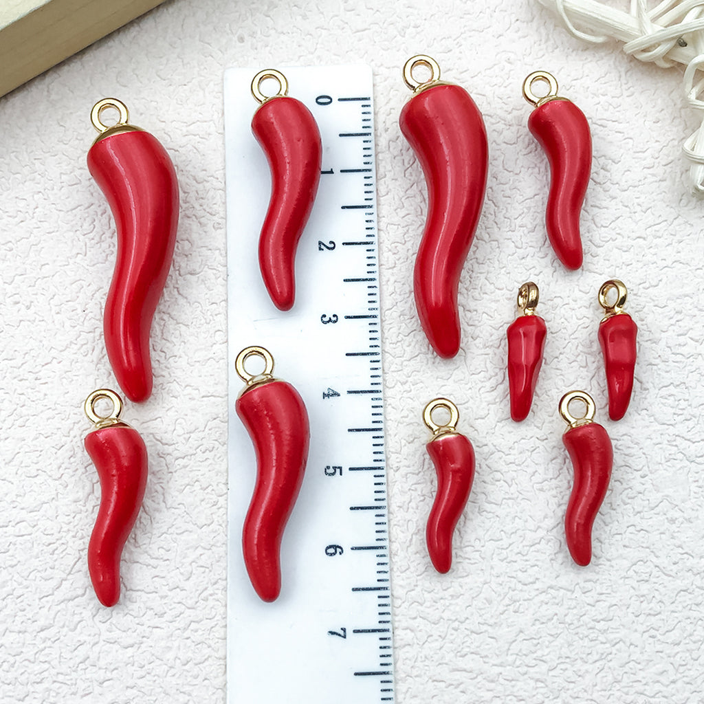 Enamel Zinc Alloy 3D Red Chili Pepper Charm Pendant for Hair Accessories and Keychains