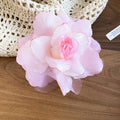Large Sheer Fabric Rose Duckbill Hair Clip Four Colors view 6