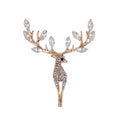Gold Tone Silver Tone Reindeer Crystal Two Designs Metal Brooch Pin view 1
