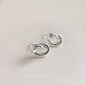 Silver Tone Rope Knot Metal Stud Earrings Polished Finish view 2
