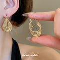 Layered Metal Wire Teardrop Huggie Earrings Fashion Jewelry view 4