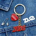Red Heart XOXO Metal Keychain With Number Charm and Gold Tone Ring view 3
